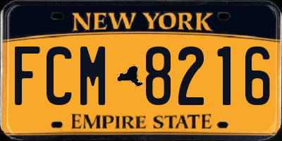 NY license plate FCM8216