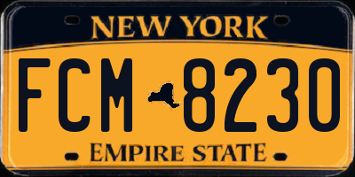 NY license plate FCM8230