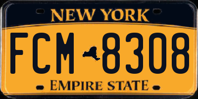 NY license plate FCM8308