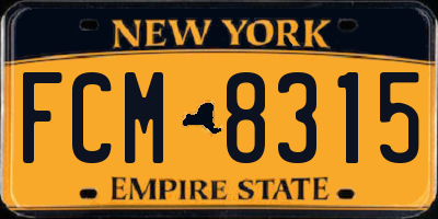NY license plate FCM8315