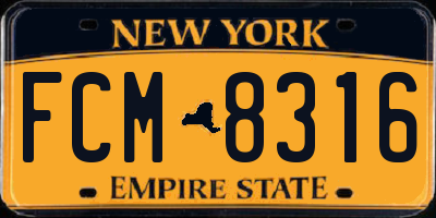 NY license plate FCM8316