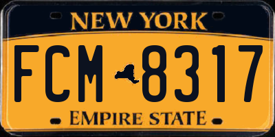 NY license plate FCM8317