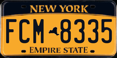 NY license plate FCM8335