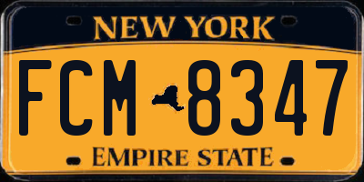 NY license plate FCM8347