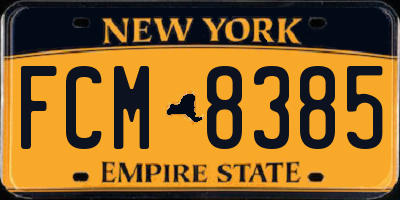 NY license plate FCM8385