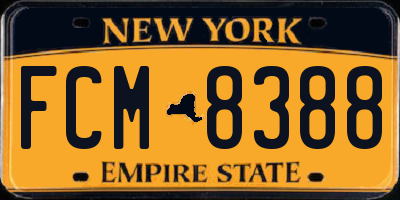 NY license plate FCM8388