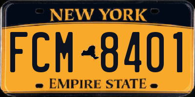 NY license plate FCM8401