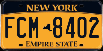 NY license plate FCM8402