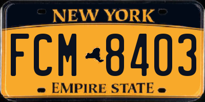 NY license plate FCM8403