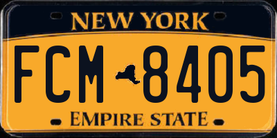 NY license plate FCM8405