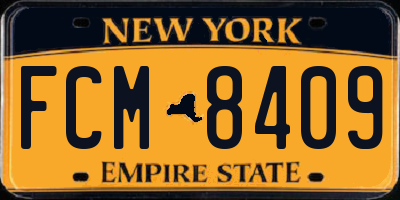 NY license plate FCM8409