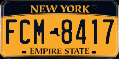 NY license plate FCM8417