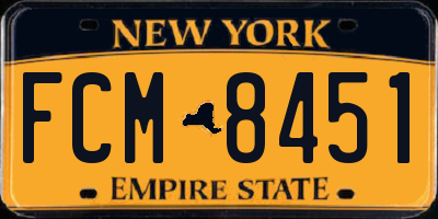 NY license plate FCM8451