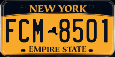NY license plate FCM8501
