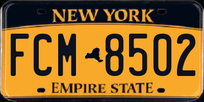NY license plate FCM8502