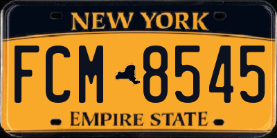 NY license plate FCM8545