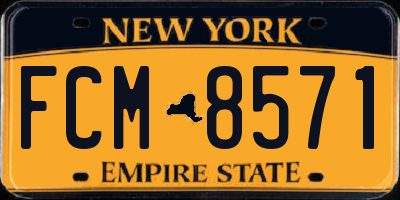 NY license plate FCM8571