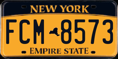 NY license plate FCM8573