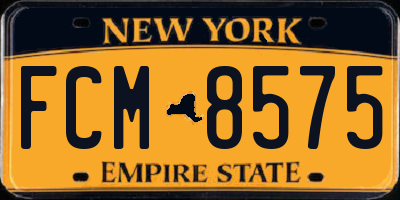 NY license plate FCM8575