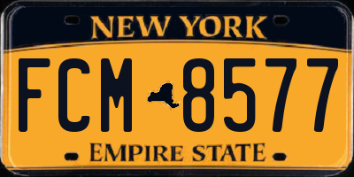 NY license plate FCM8577