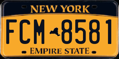NY license plate FCM8581