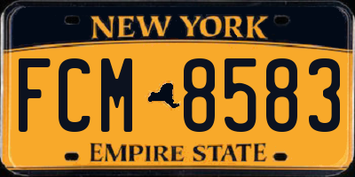 NY license plate FCM8583