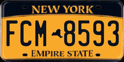 NY license plate FCM8593