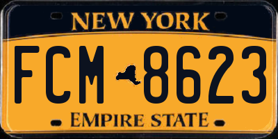 NY license plate FCM8623