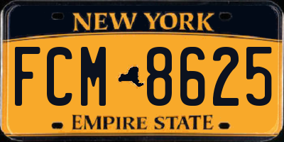 NY license plate FCM8625