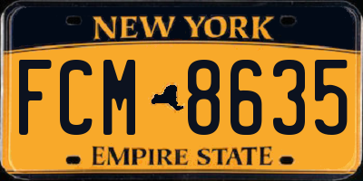 NY license plate FCM8635