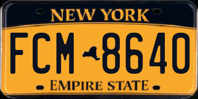 NY license plate FCM8640