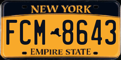 NY license plate FCM8643