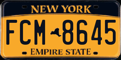 NY license plate FCM8645