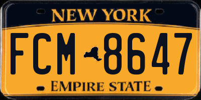 NY license plate FCM8647