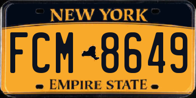 NY license plate FCM8649
