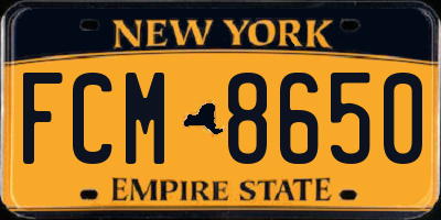 NY license plate FCM8650