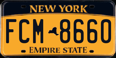 NY license plate FCM8660