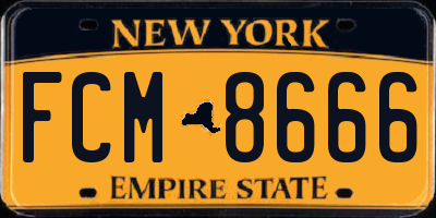 NY license plate FCM8666