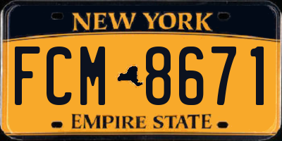 NY license plate FCM8671