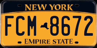 NY license plate FCM8672