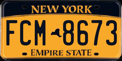 NY license plate FCM8673