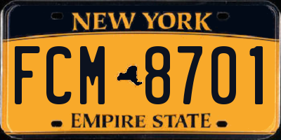 NY license plate FCM8701