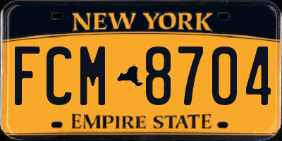 NY license plate FCM8704
