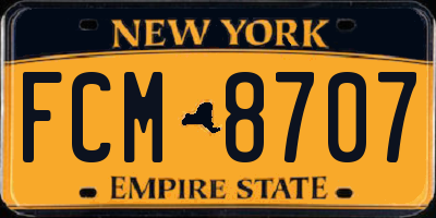 NY license plate FCM8707