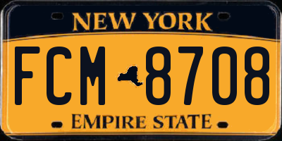 NY license plate FCM8708