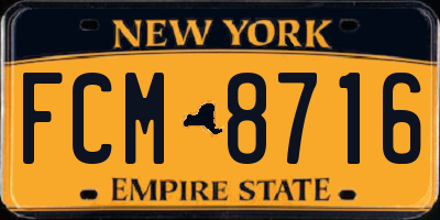 NY license plate FCM8716