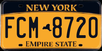 NY license plate FCM8720