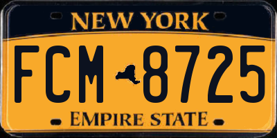 NY license plate FCM8725