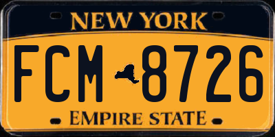 NY license plate FCM8726