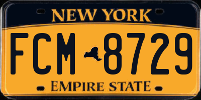 NY license plate FCM8729